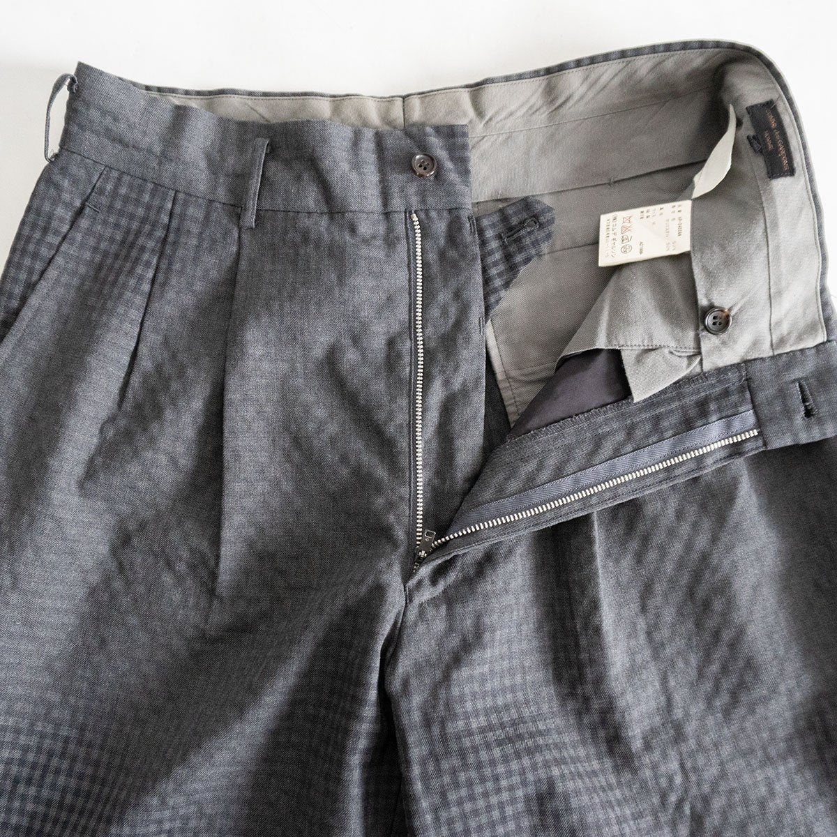 COMME des GARCONS HOMME 90s Faded Check Slacks Gray Size 32