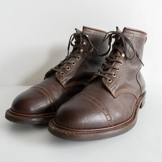 RRL Bowery Cap Toe Grained Leather Work Boots Brown Size 10