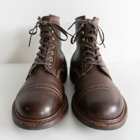 RRL Bowery Cap Toe Grained Leather Work Boots Brown Size 10