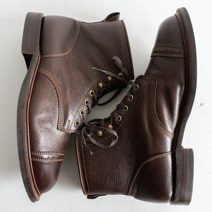 RRL Bowery Cap Toe Grained Leather Work Boots Brown Size 10