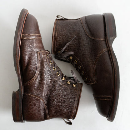 RRL Bowery Cap Toe Grained Leather Work Boots Brown Size 10