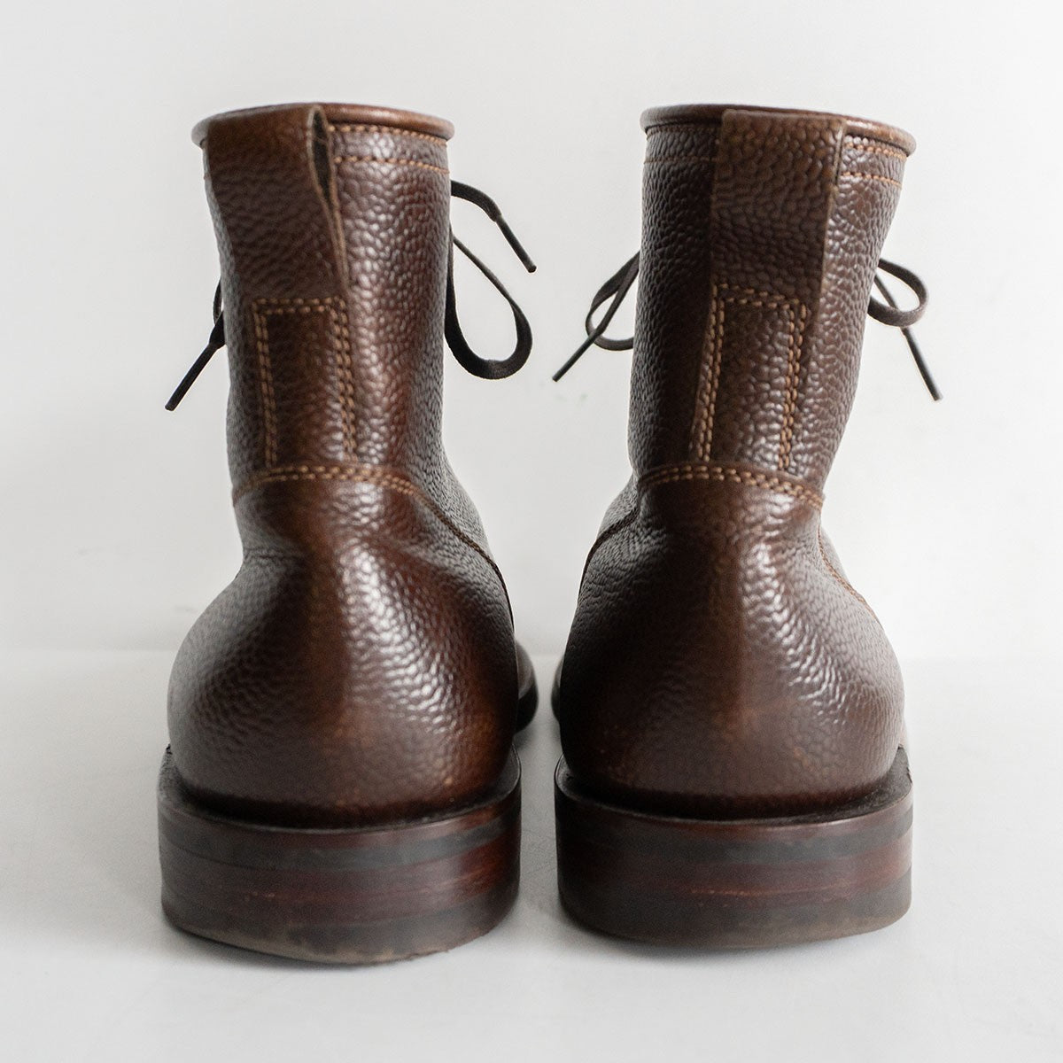 RRL Bowery Cap Toe Grained Leather Work Boots Brown Size 10