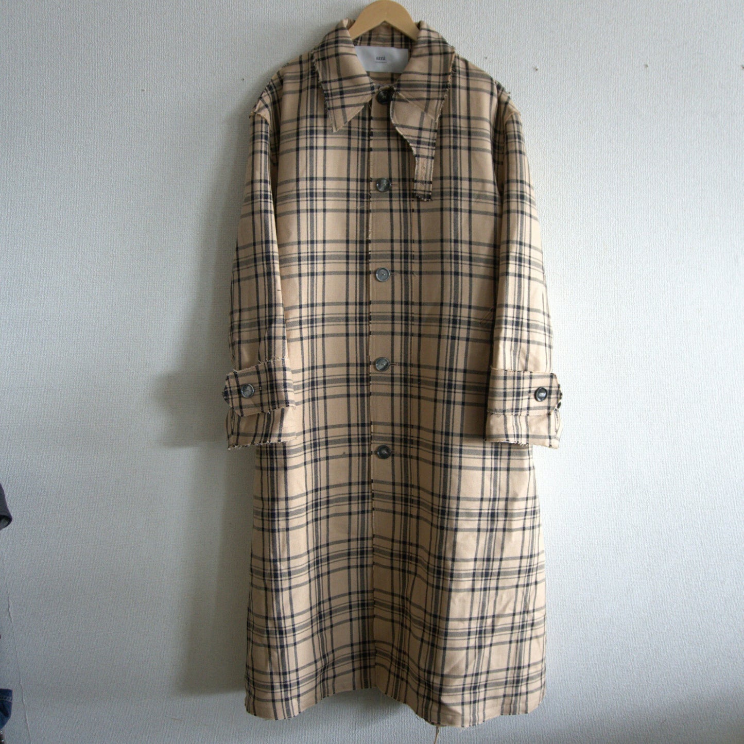 ami Alexandre Mattiussi Checked Belted Mac Coat Size L
