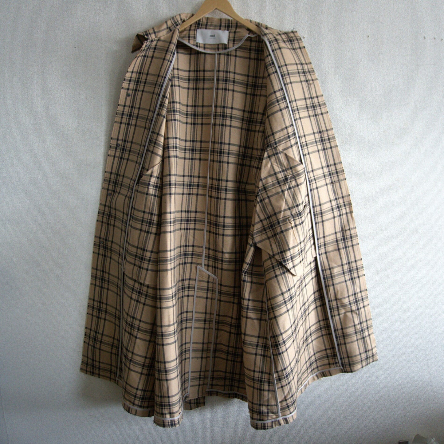 ami Alexandre Mattiussi Checked Belted Mac Coat Size L