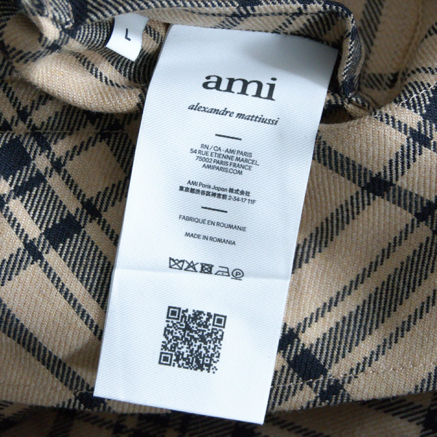 ami Alexandre Mattiussi Checked Belted Mac Coat Size L