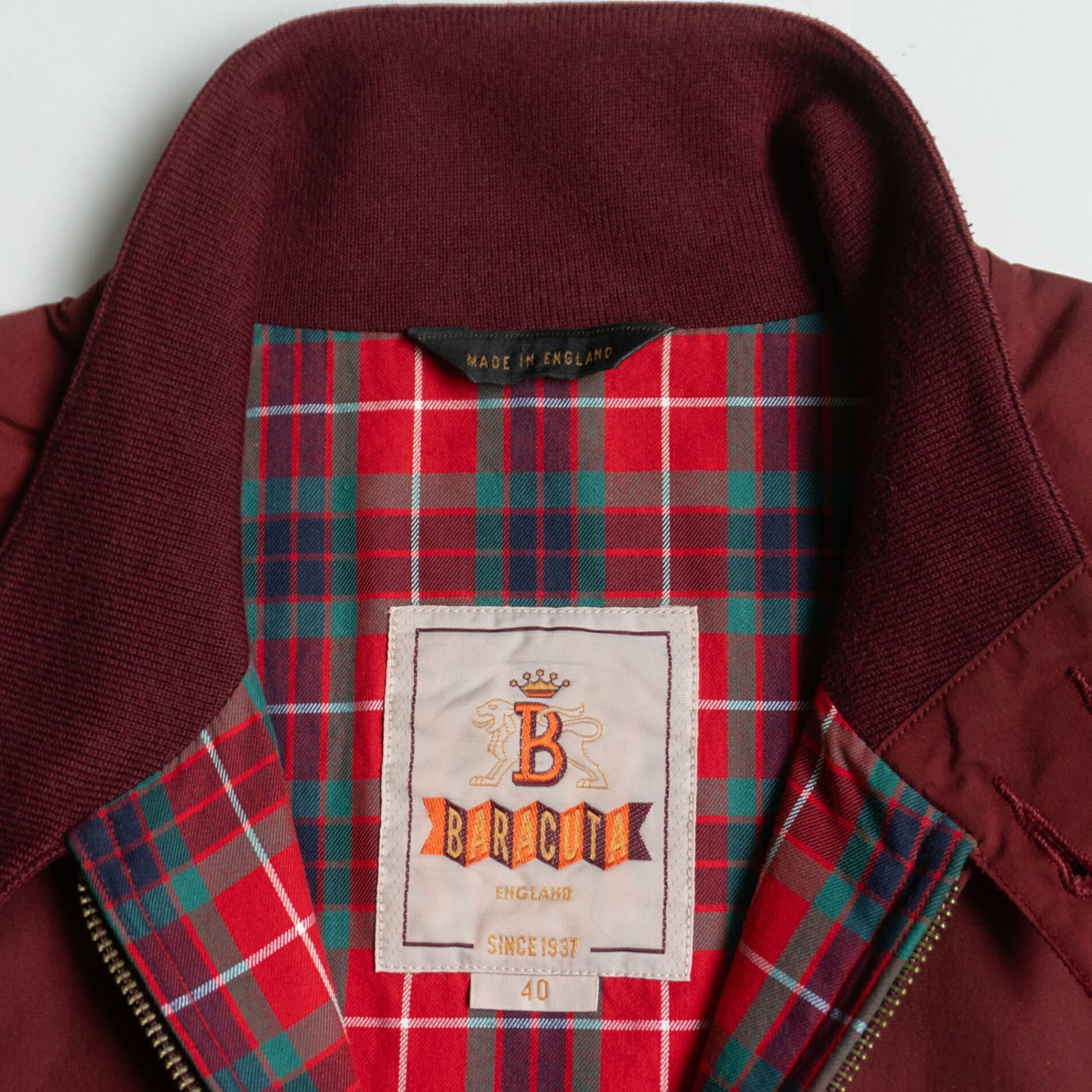 BARACUTA G9 Swingtop Harrington Jacket Bordeaux Size XXS