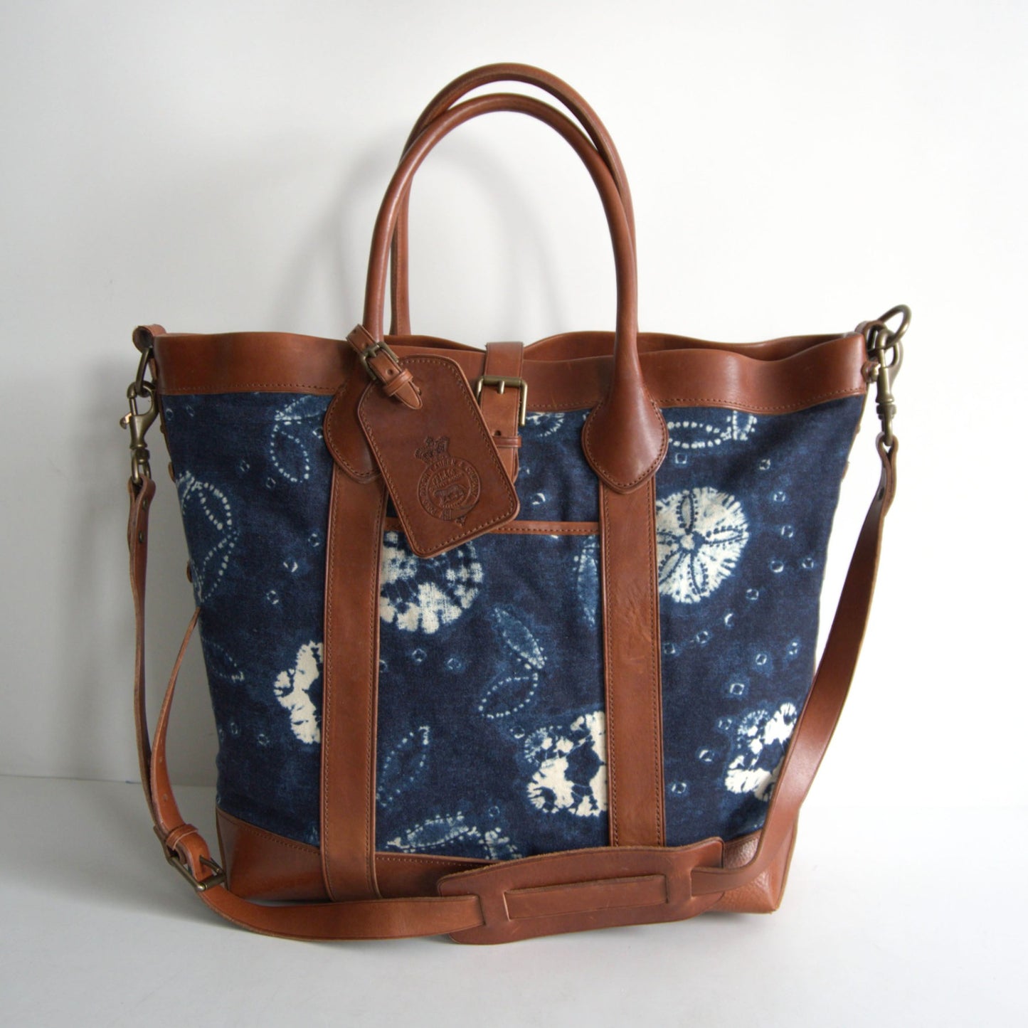POLO RALPH LAUREN Classic Resort Canvas Leather Tote Indigo