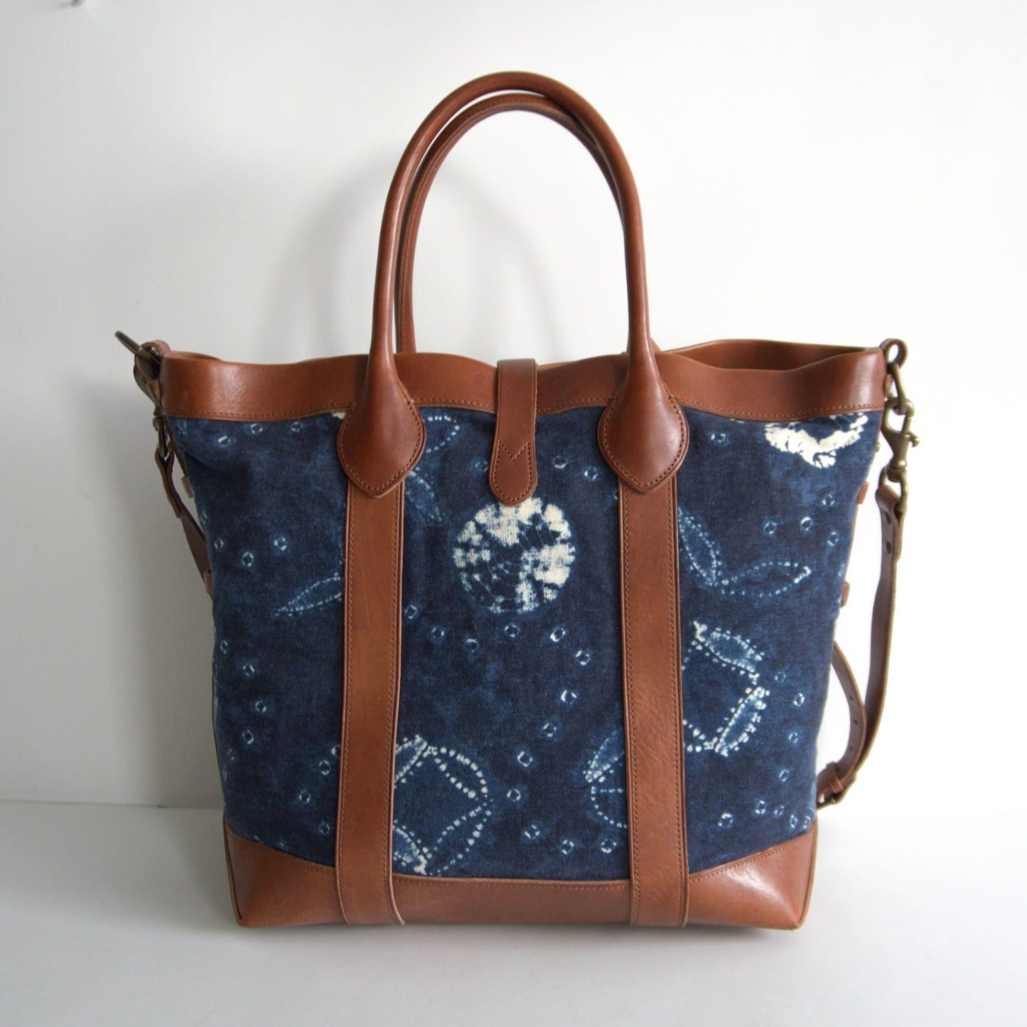 POLO RALPH LAUREN Classic Resort Canvas Leather Tote Indigo