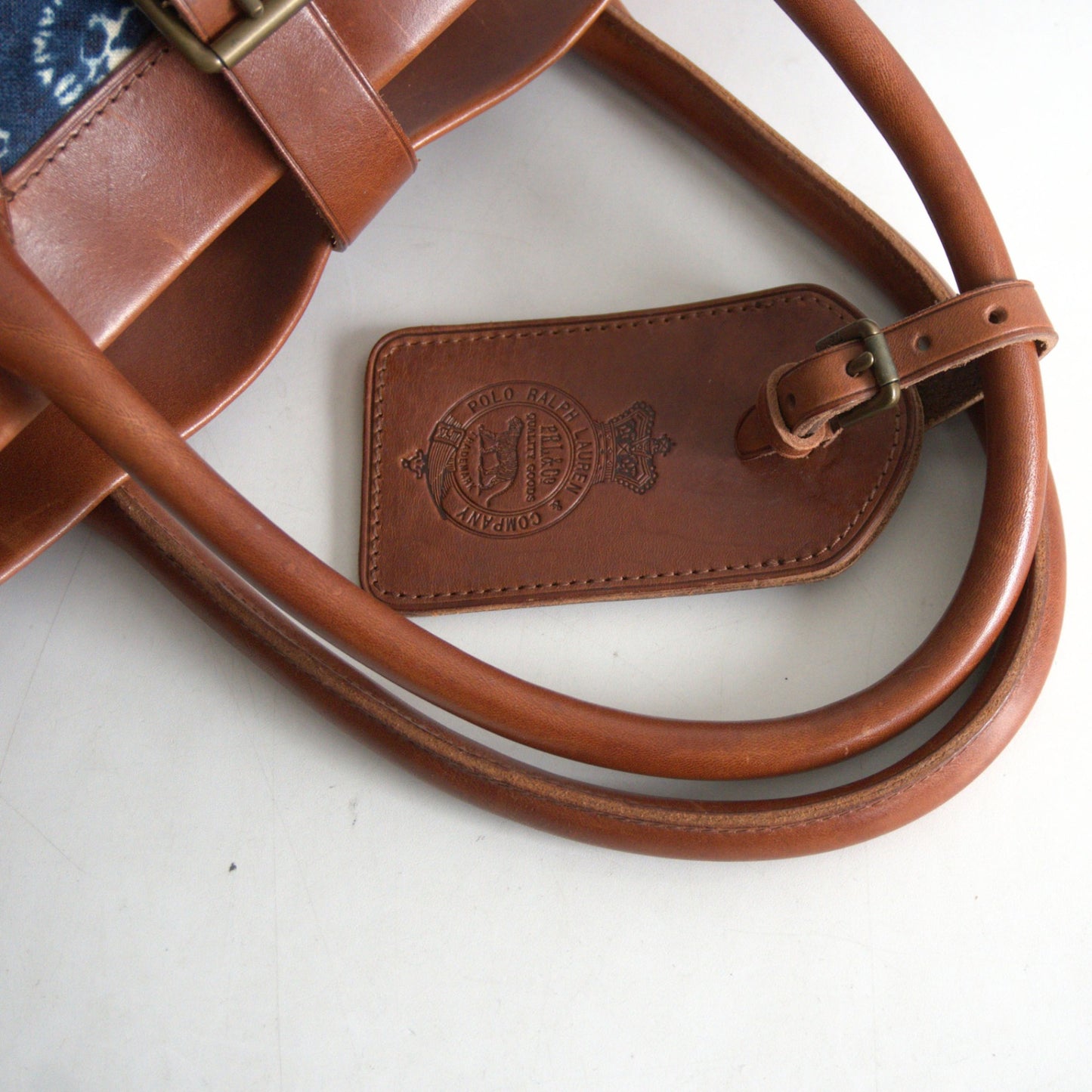POLO RALPH LAUREN Classic Resort Canvas Leather Tote Indigo