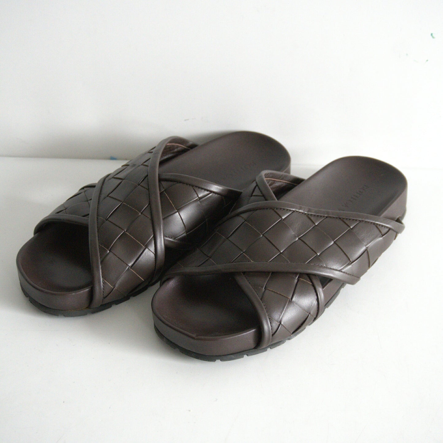 BOTTEGA VENETA Tareek Leather Mule Sandal Dark Size 7.5