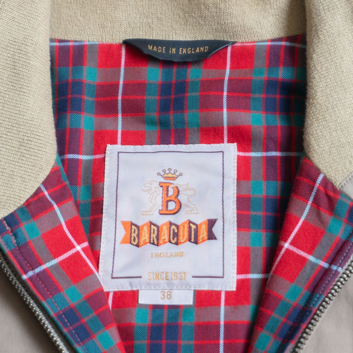 BARACUTA G9 Swing Top Harrington Jacket Tan Size 38