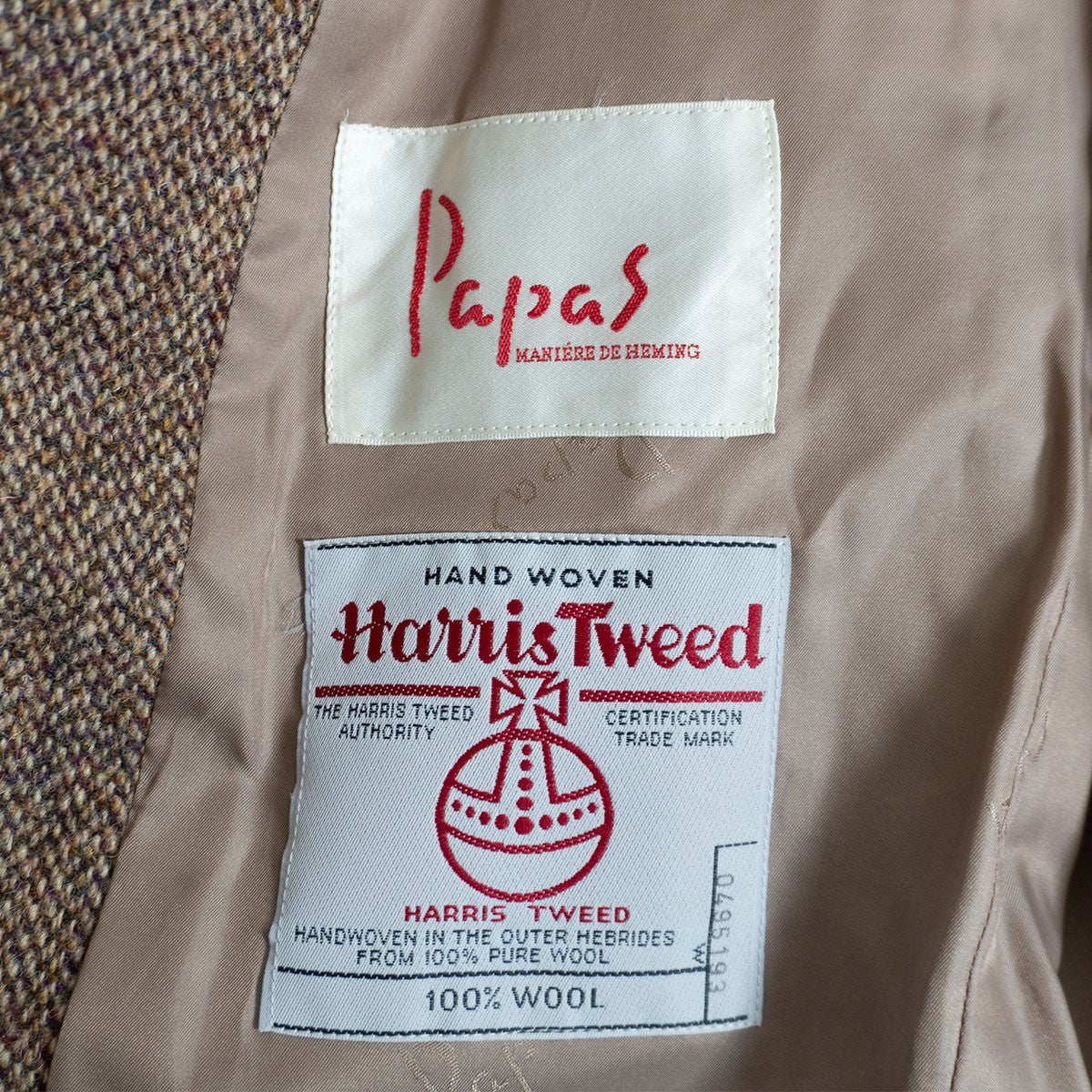 PAPAS x Harris Tweed 2B Tweed Tailored Jacket Size M46