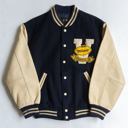 VAN JAC Wool Leather Sleeve Varsity Jacket Size L