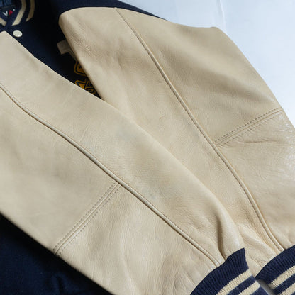VAN JAC Wool Leather Sleeve Varsity Jacket Size L