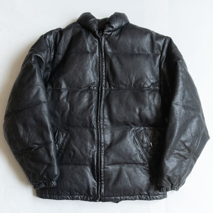 SCHOTT 214D Leather Down Jacket Black Size 36