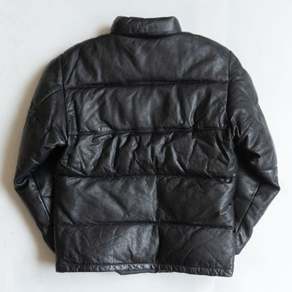 SCHOTT 214D Leather Down Jacket Black Size 36