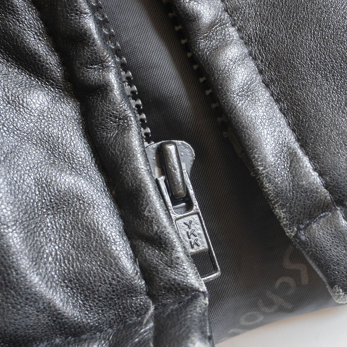 SCHOTT 214D Leather Down Jacket Black Size 36