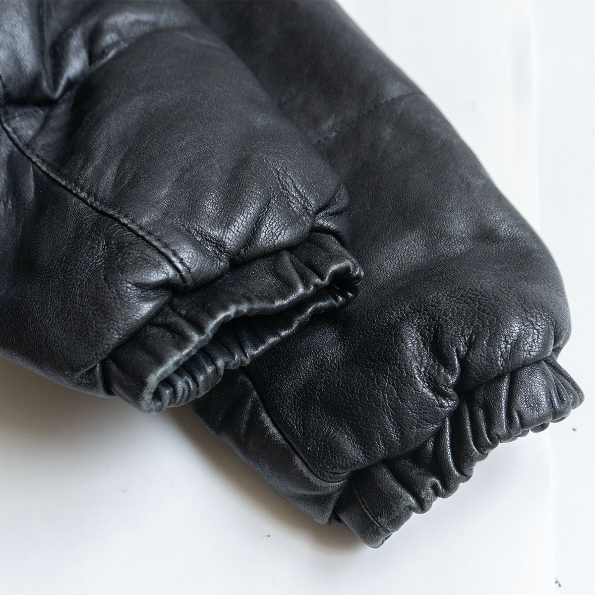 SCHOTT 214D Leather Down Jacket Black Size 36