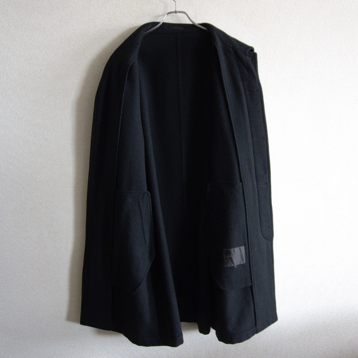 COMME des GARCONS HOMME 00s Wool Balmacaan Coat Black Size M