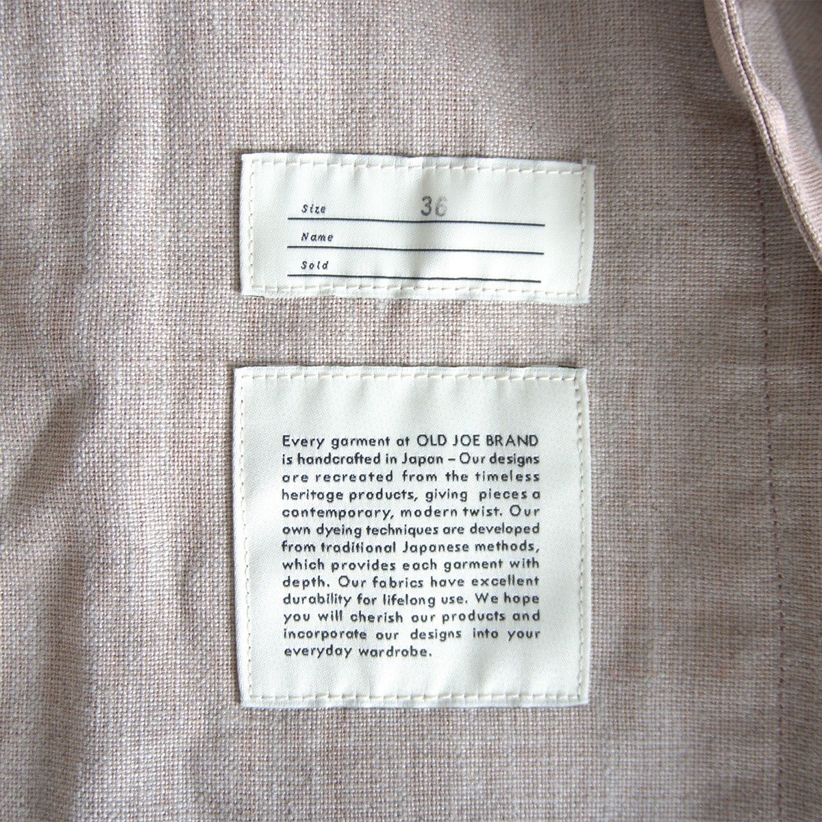 OLD JOE Linen Shawl Collar Wrapped Chore Coat Size 36