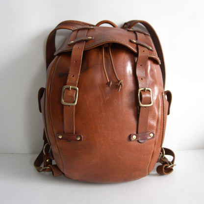 HERZ R-152 Half Flap Two Belt Backpack Brown Size ONE SIZE