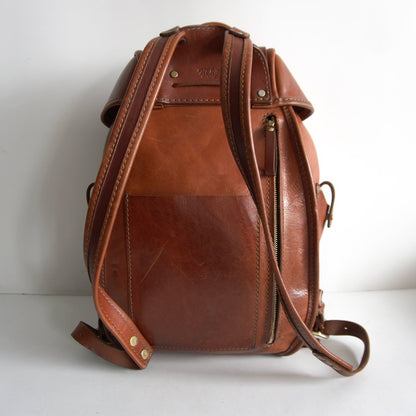HERZ R-152 Half Flap Two Belt Backpack Brown Size ONE SIZE