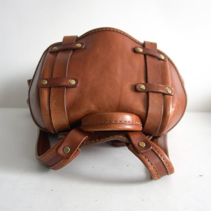 HERZ R-152 Half Flap Two Belt Backpack Brown Size ONE SIZE
