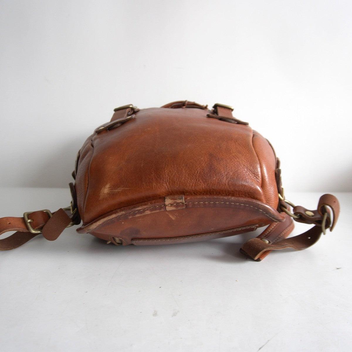 HERZ R-152 Half Flap Two Belt Backpack Brown Size ONE SIZE