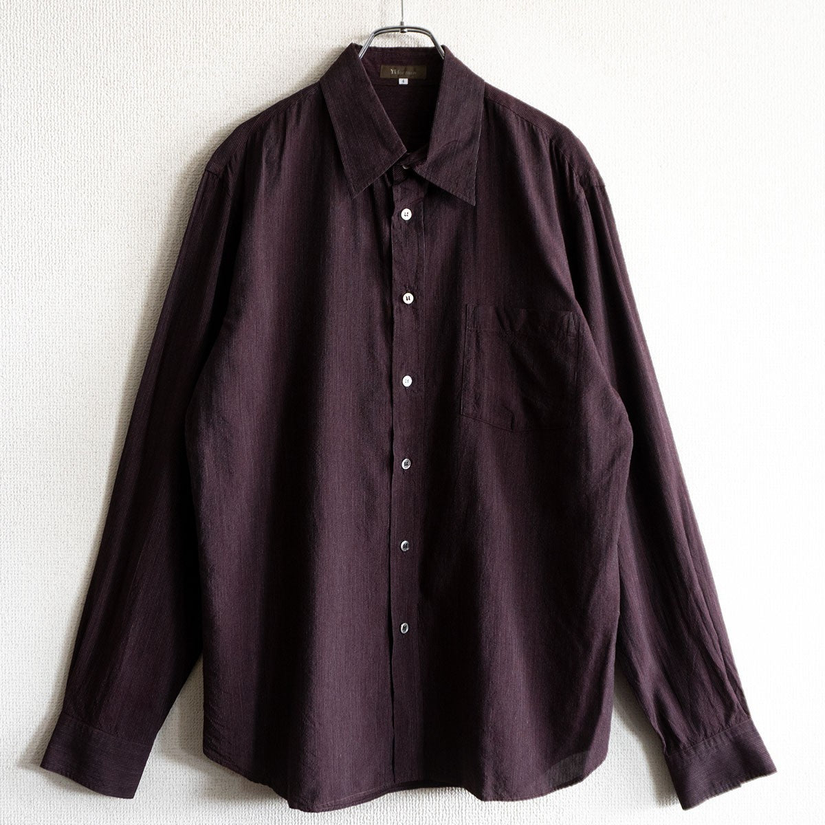 Y's for men Rayon Narrow Stripe Shirt Bordeaux Size XL