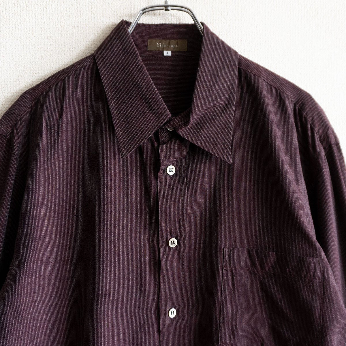 Y's for men Rayon Narrow Stripe Shirt Bordeaux Size XL