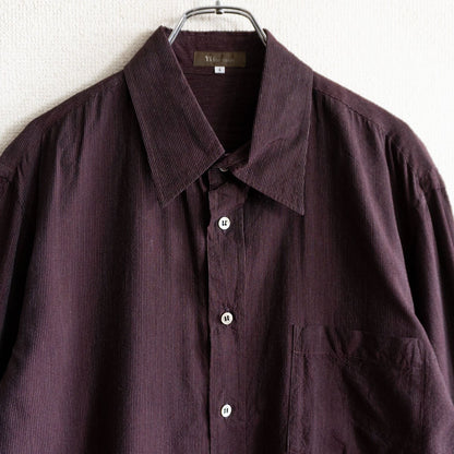 Y's for men Rayon Narrow Stripe Shirt Bordeaux Size XL