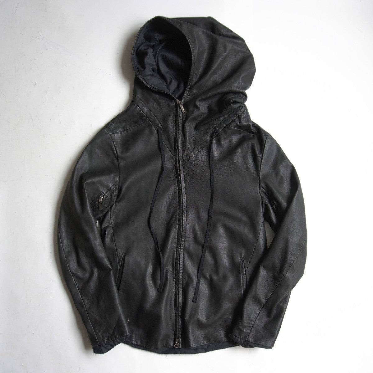 Yasuyuki Ishii Hooded Sheep Leather Jacket Black Size S