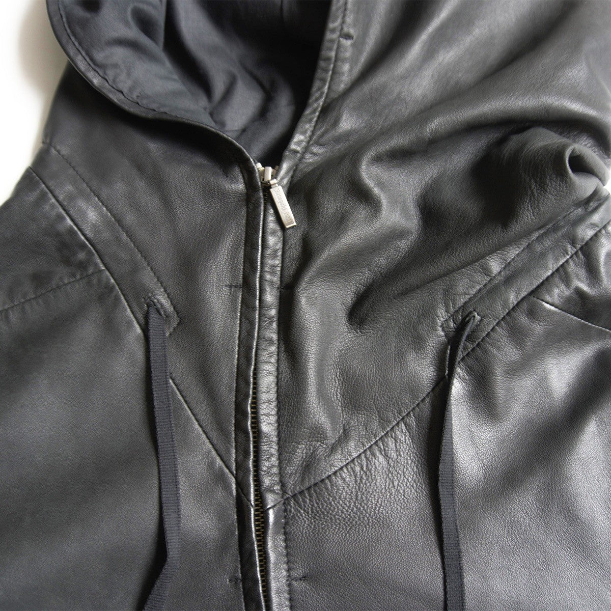 Yasuyuki Ishii Hooded Sheep Leather Jacket Black Size S