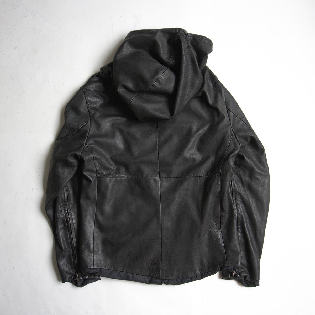 Yasuyuki Ishii Hooded Sheep Leather Jacket Black Size S