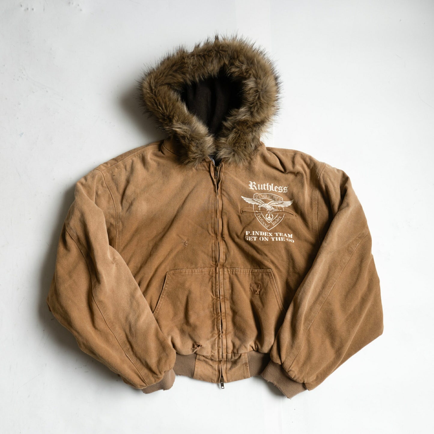 Protocol Index Detachable Fur Hooded Work Jacket Size L