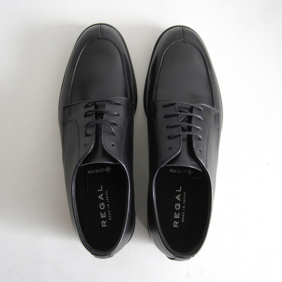 REGAL U-Tip Leather Derby Shoes Black Size 25EEE