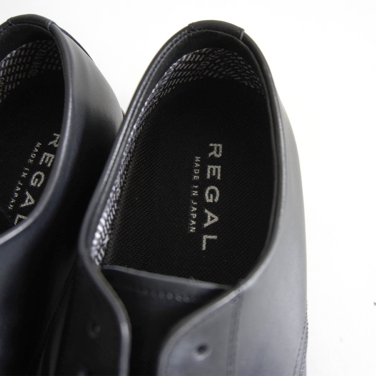 REGAL U-Tip Leather Derby Shoes Black Size 25EEE