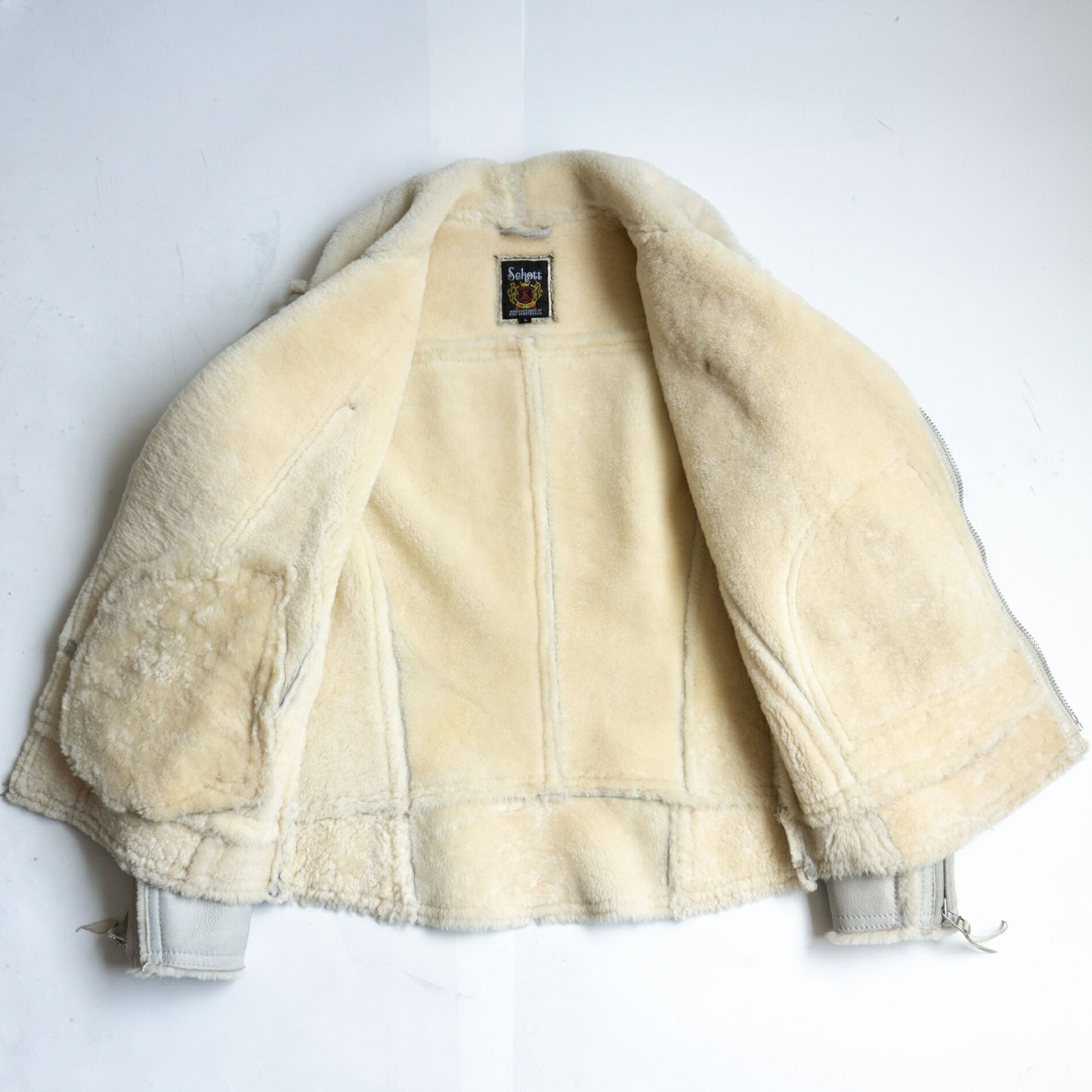 SCHOTT Mouton Riders Jacket Sheepskin Gray Size L