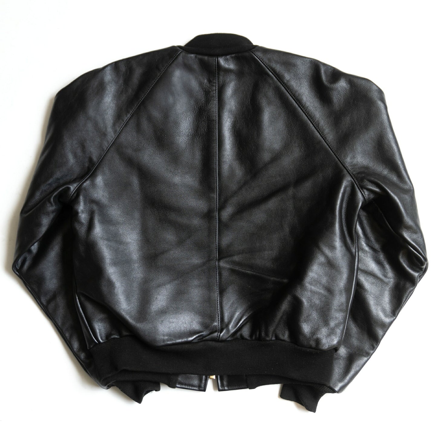 VANSON TJV All Leather Patched Varsity Jacket Black Size XXS