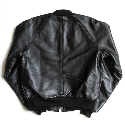 VANSON TJV All Leather Patched Varsity Jacket Black Size XXS