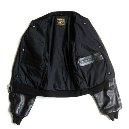 VANSON TJV All Leather Patched Varsity Jacket Black Size XXS