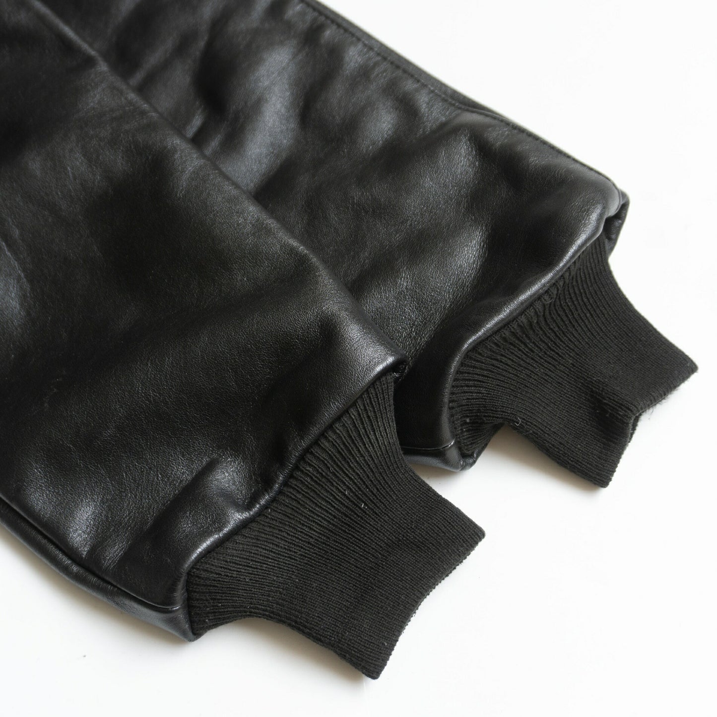 VANSON TJV All Leather Patched Varsity Jacket Black Size XXS