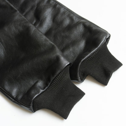 VANSON TJV All Leather Patched Varsity Jacket Black Size XXS