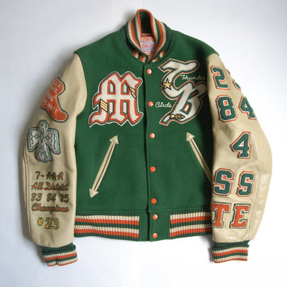 STYLE EYES Full-Decorated Leather Sleeve Varsity Size 38