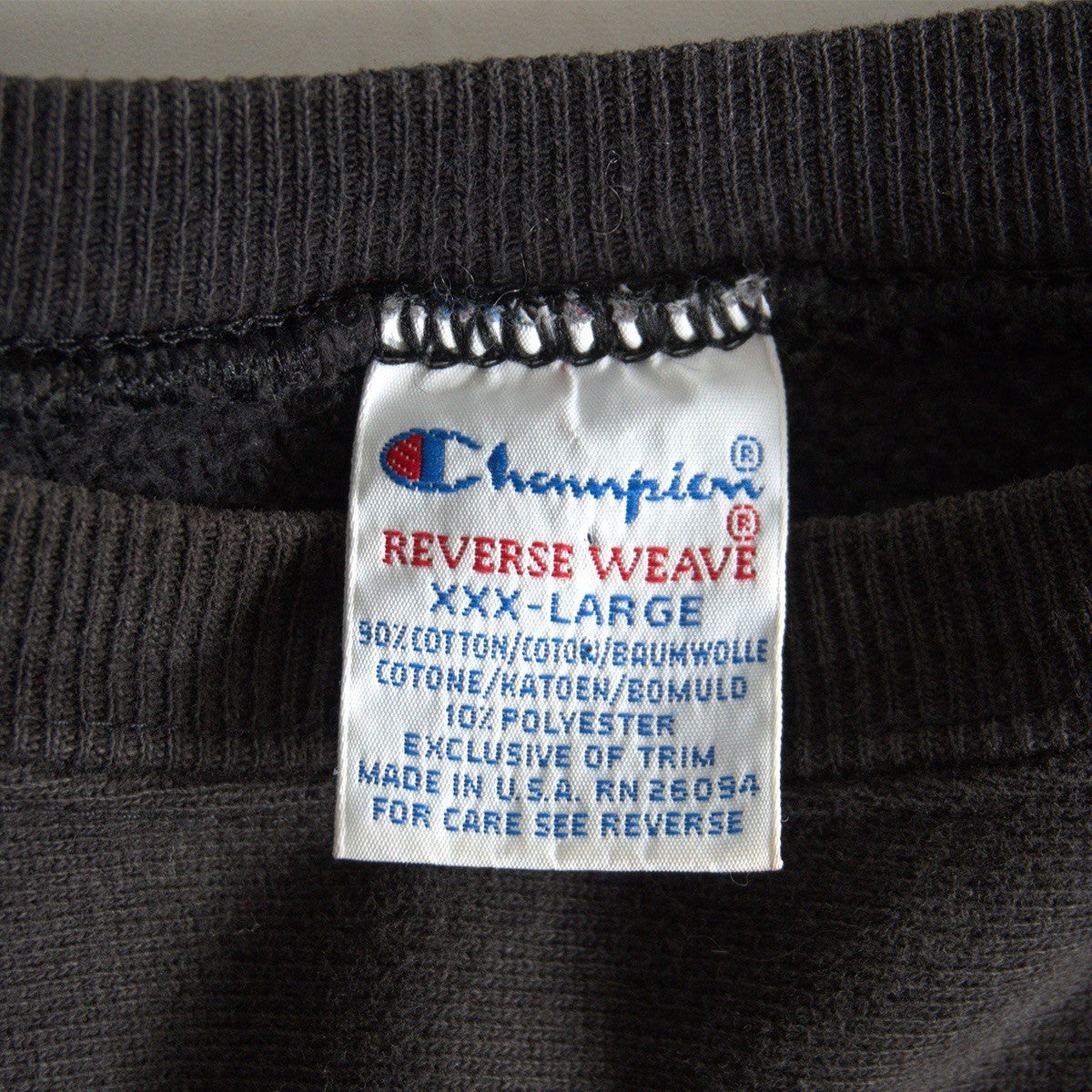 CHAMPION 90s Reverse Weave Black USA Sweatshirt Size XXL