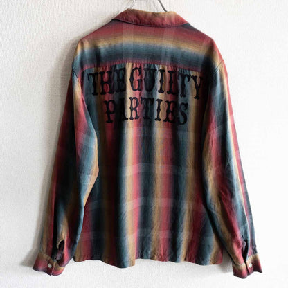 WACKO MARIA Ombre Check Rayon Open Collar Long Sleeve Shirt Size XL