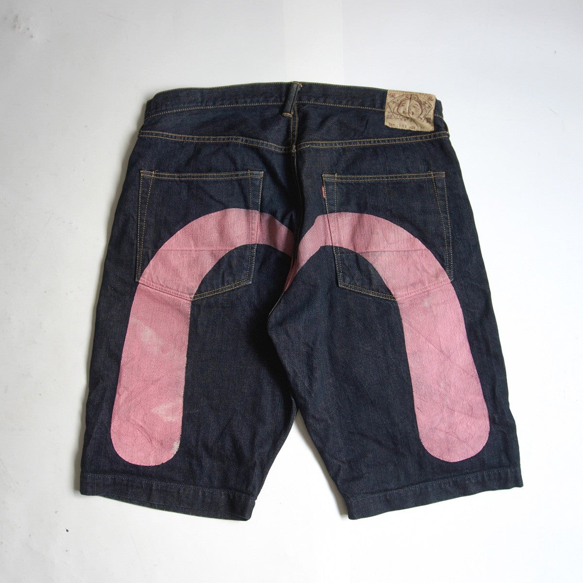 EVISU 7001 Big Seagull Dark Indigo Short Denim Pants Size 38