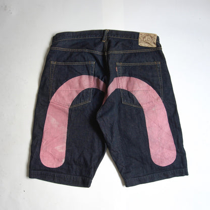 EVISU 7001 Big Seagull Dark Indigo Short Denim Pants Size 38