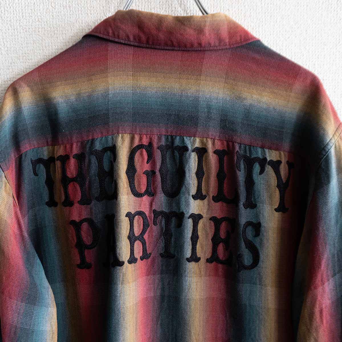 WACKO MARIA Ombre Check Rayon Open Collar Long Sleeve Shirt Size XL