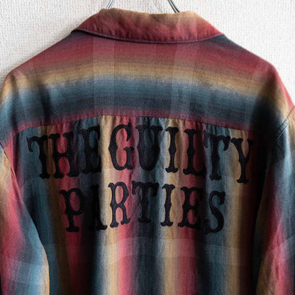 WACKO MARIA Ombre Check Rayon Open Collar Long Sleeve Shirt Size XL